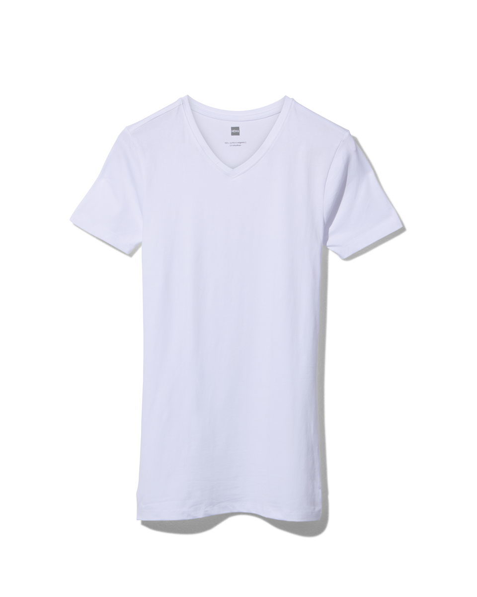 Herren-T-Shirt, Slim Fit, V-Ausschnitt , extralang weiß weiß - 1000009579 - HEMA