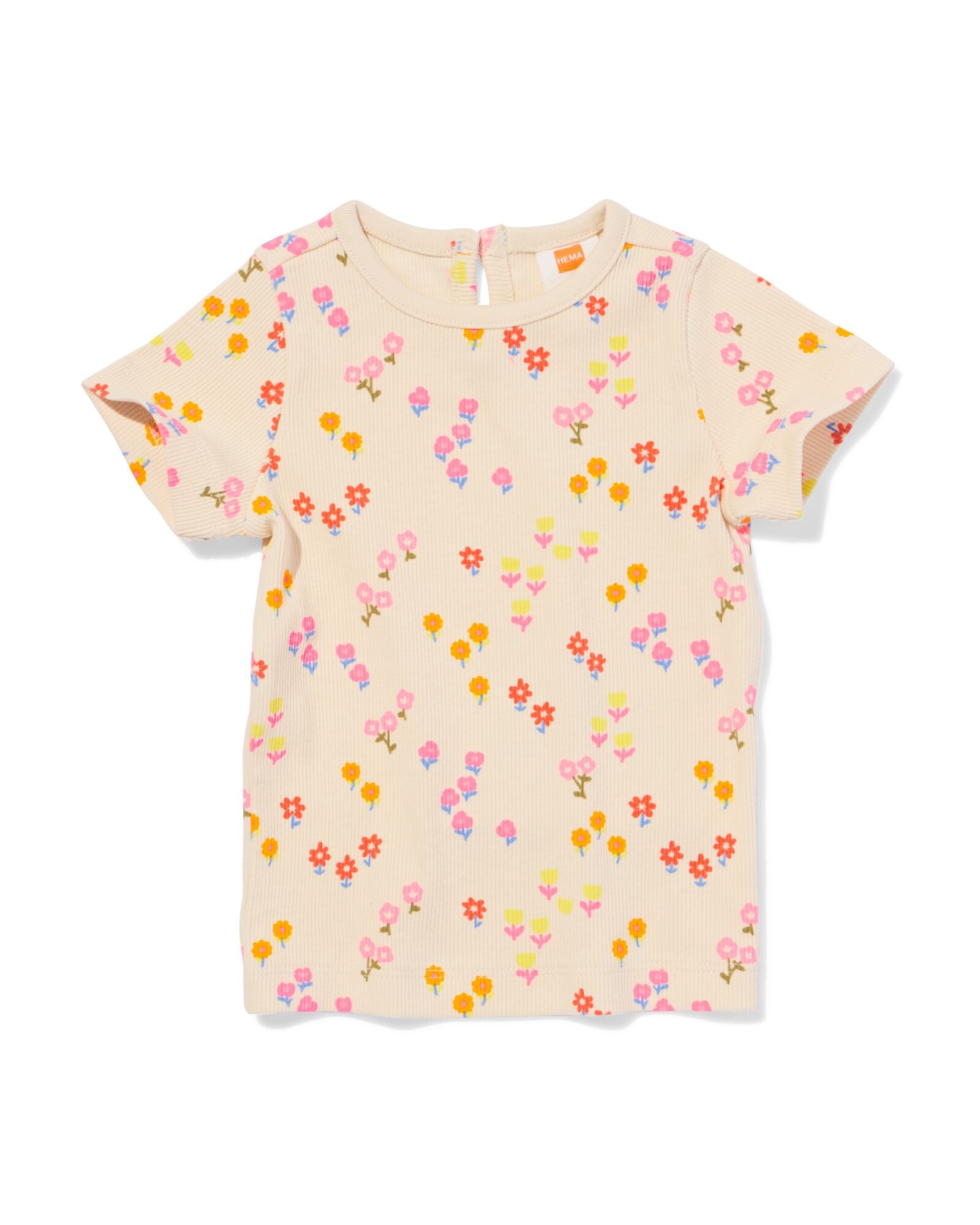 Baby-T-Shirt, gerippt, Blumen ecru ecru - 33007380ECRU - HEMA