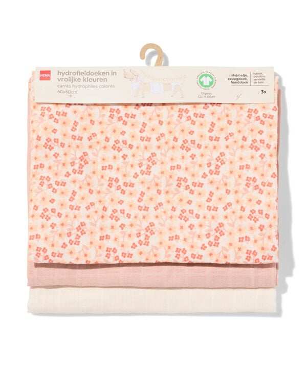 carr&eacute; hydrophile 60x60cm fleurs - 3 pi&egrave;ces - 33305660 - HEMA