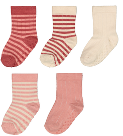 5 paires de chaussettes bébé avec bambou rose rose - 1000028749 - HEMA