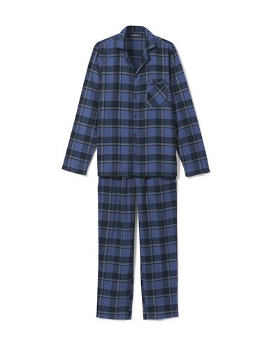 Herren-Pyjama, kariert, Baumwollflanell dunkelblau M - 23630241 - HEMA
