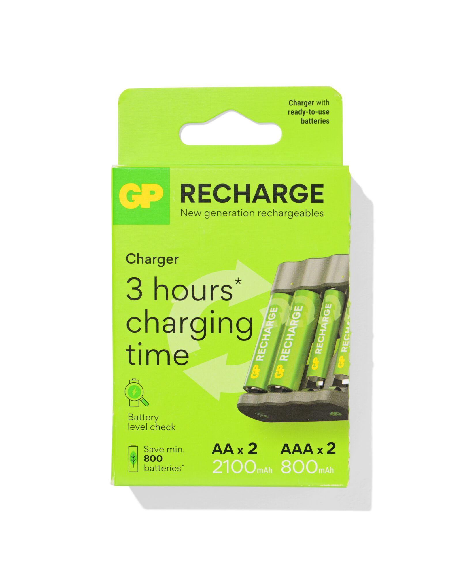 chargeur de piles GP avec 4 piles AA - 41291053 - HEMA