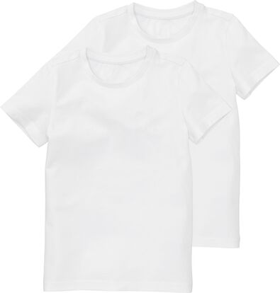 2 pak kinder t-shirts - biologisch katoen wit wit - 1000019381 - HEMA