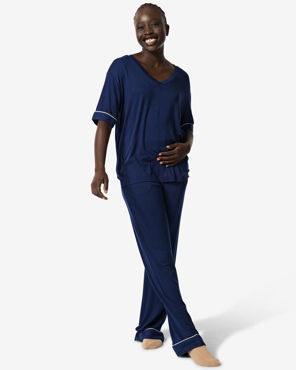 Damen-Pyjamahose Viskose dunkelblau dunkelblau - 23420135DARKBLUE - HEMA