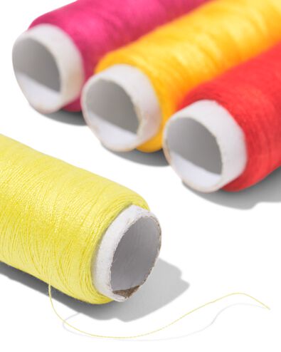 fil &agrave; coudre 100m rouge orange rose jaune - 4 pi&egrave;ces - 1400281 - HEMA