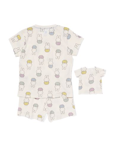 Kinder-Kurzpyjama, Baumwolle/Elasthan, Miffy, mit Puppennachthemd eierschalenfarben 98/104 - 23080281 - HEMA