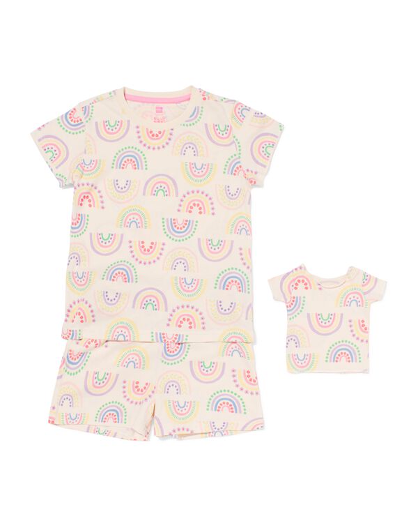 Kinder-Kurzpyjama Regenbogen mit Puppenpyjama bunt bunt - 23003160MULTI - HEMA