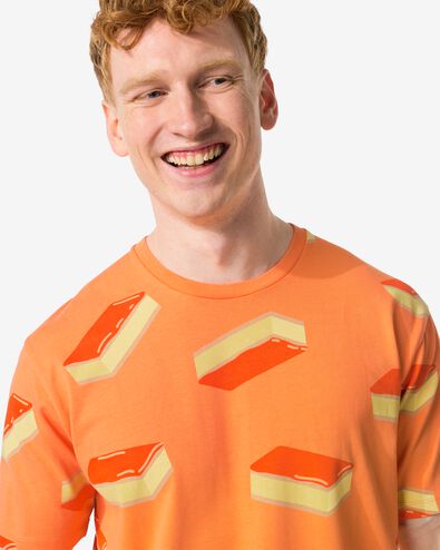 t-shirt homme relaxed fit orange tompouce orange orange - 2115130ORANGE - HEMA