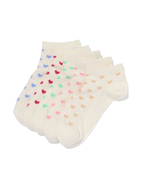 socquettes femme c&oelig;urs - 5 paires beige beige - 4280825BEIGE - HEMA