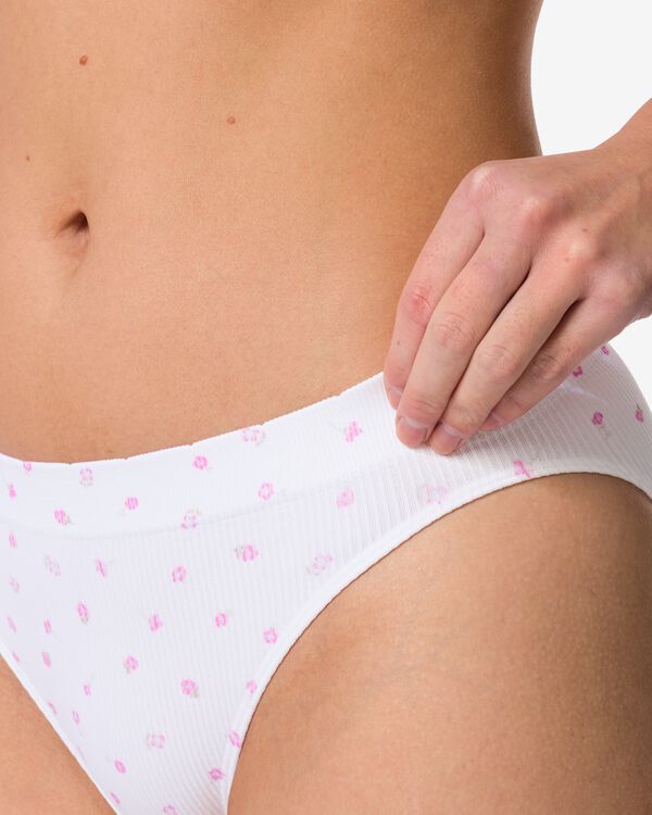 slip femme sans couture c&ocirc;tel&eacute; fleurs blanc blanc - 19603015WHITE - HEMA