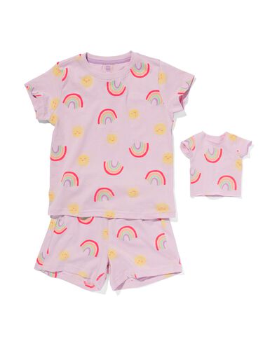 pyjacourt enfant coton arc-en-ciel avec t-shirt de nuit poupée lilas 134/140 - 23061584 - HEMA