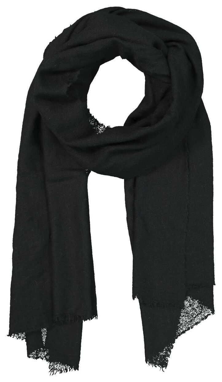 Écharpe Femme En Laine Et Cachemire - Noir - Occasion