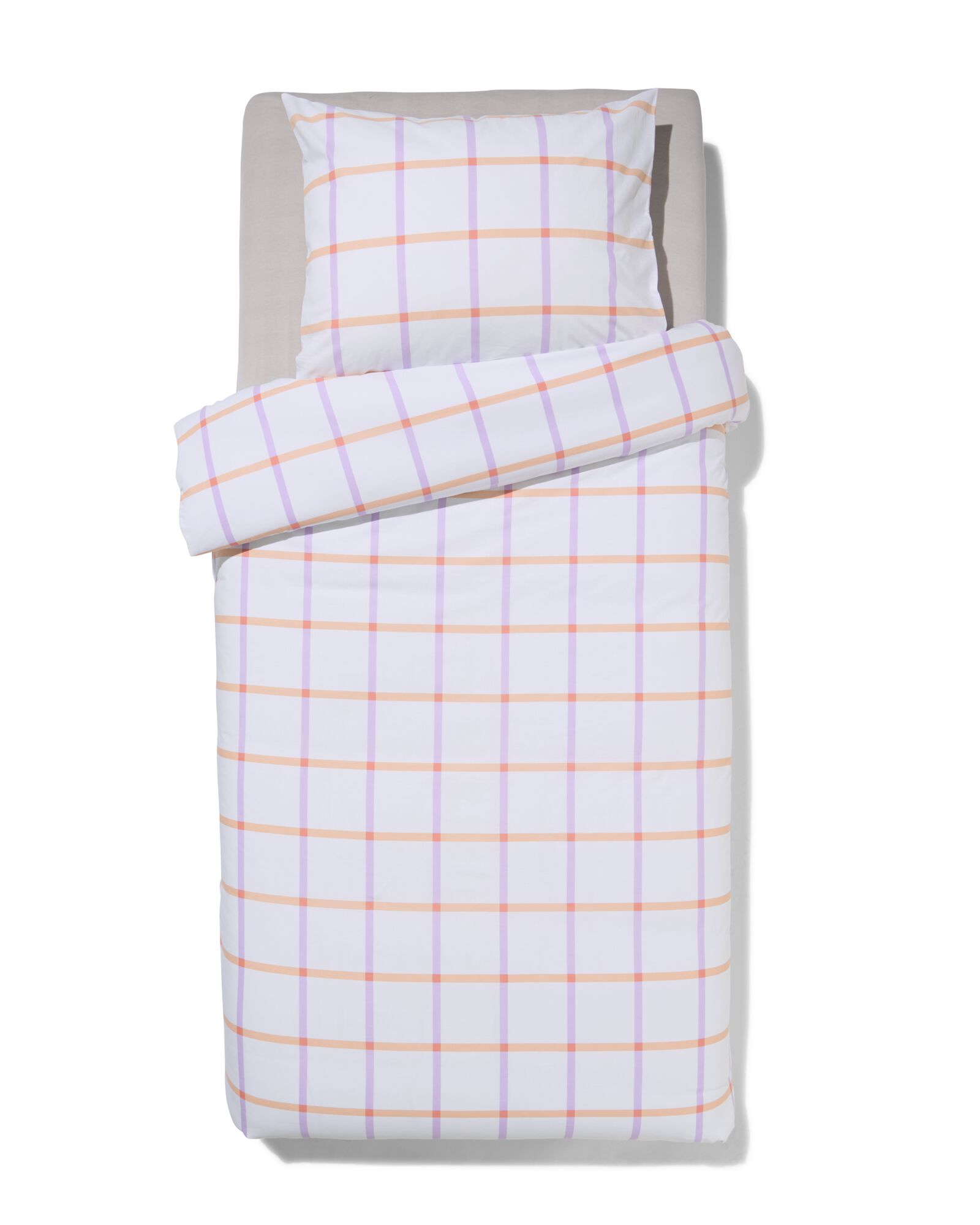 housse de couette 140x200/220 coton doux &agrave; carreaux lilas - 5760125 - HEMA