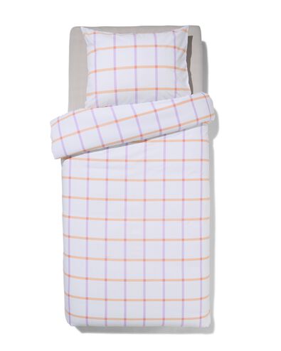 housse de couette 140x200/220 coton doux &agrave; carreaux lilas - 5760125 - HEMA