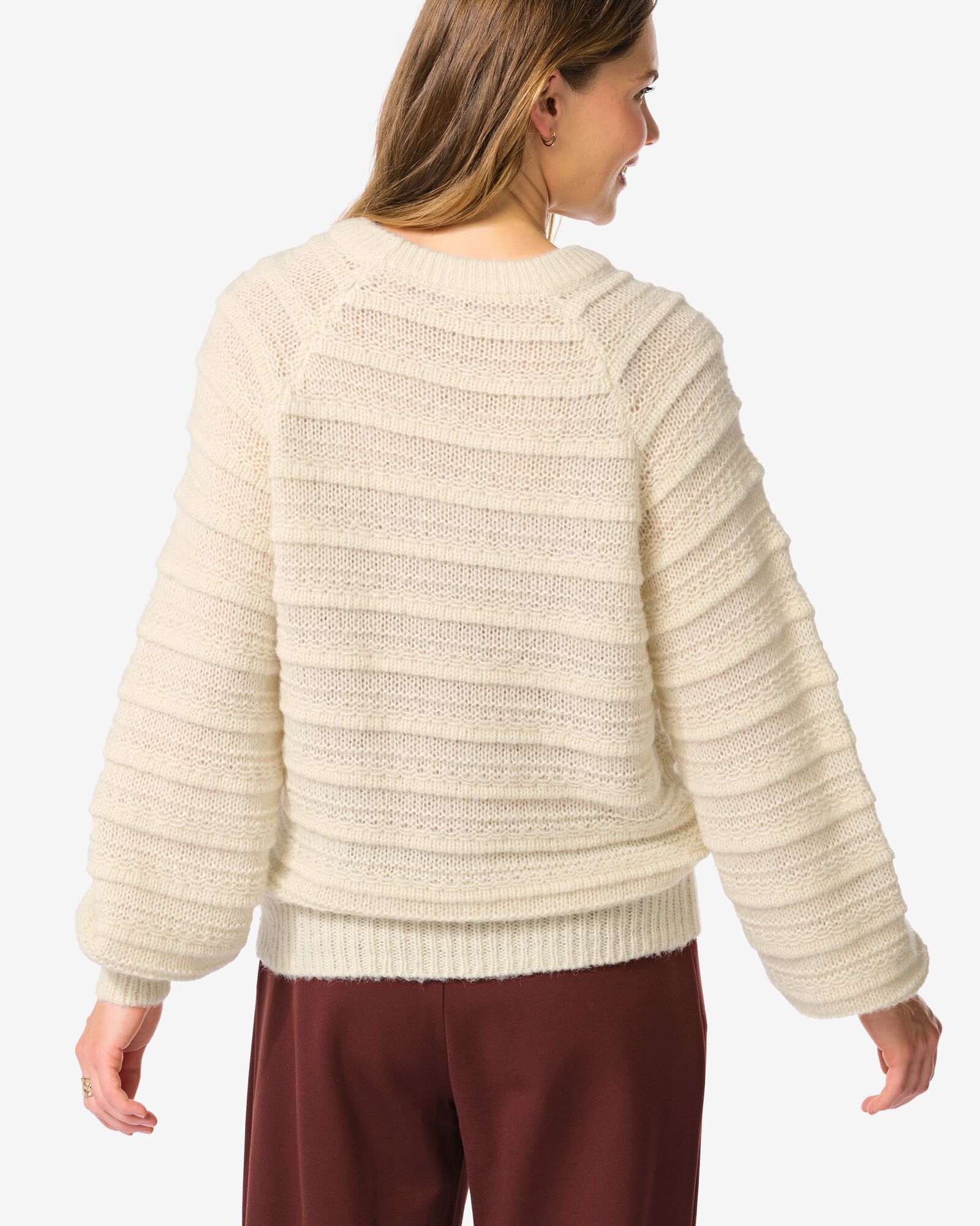 damestrui Hella rib gebroken wit - 36204460OFFWHITE - HEMA