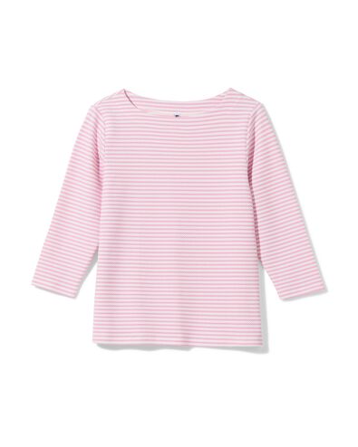 dames T-shirt Cara jersey strepen roze roze - 36302390PINK - HEMA
