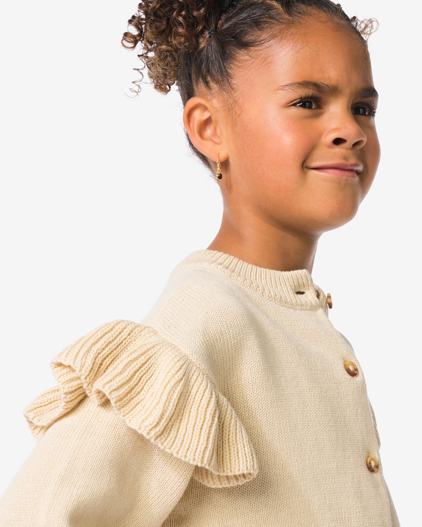 Grobstrick-Kinderjacke mit R&uuml;schen ecru ecru - 30838008ECRU - HEMA