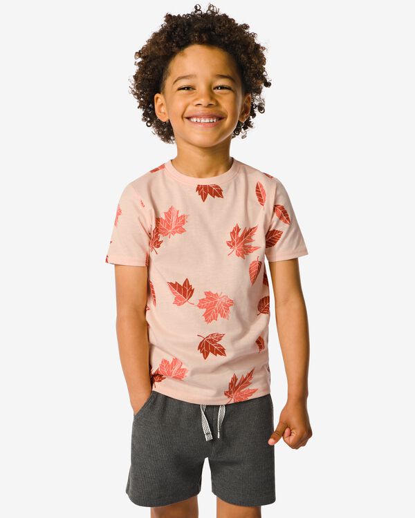 t-shirt enfant feuilles rose rose - 1000031697 - HEMA