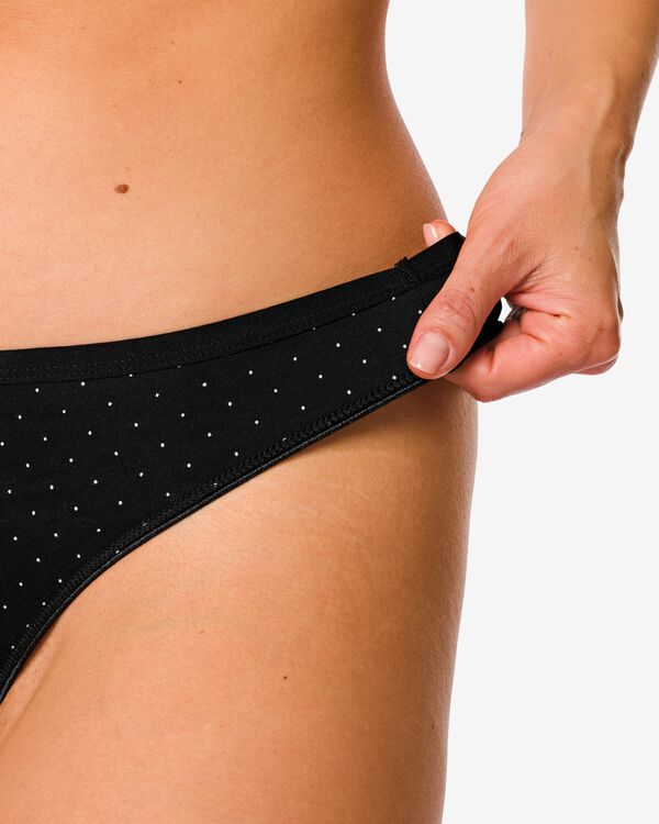 2 strings femme taille haute coton stretch noir/blanc noir/blanc - 19640900BLACKWHITE - HEMA