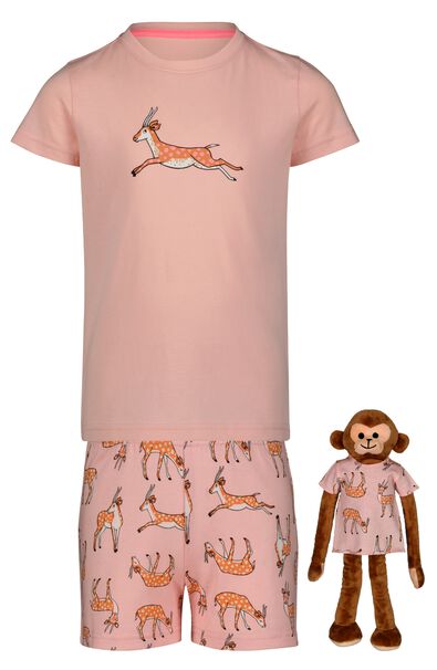 pyjacourt enfant avec cerfs et t-shirt de nuit pour poupée rose pâle - 1000027286 - HEMA