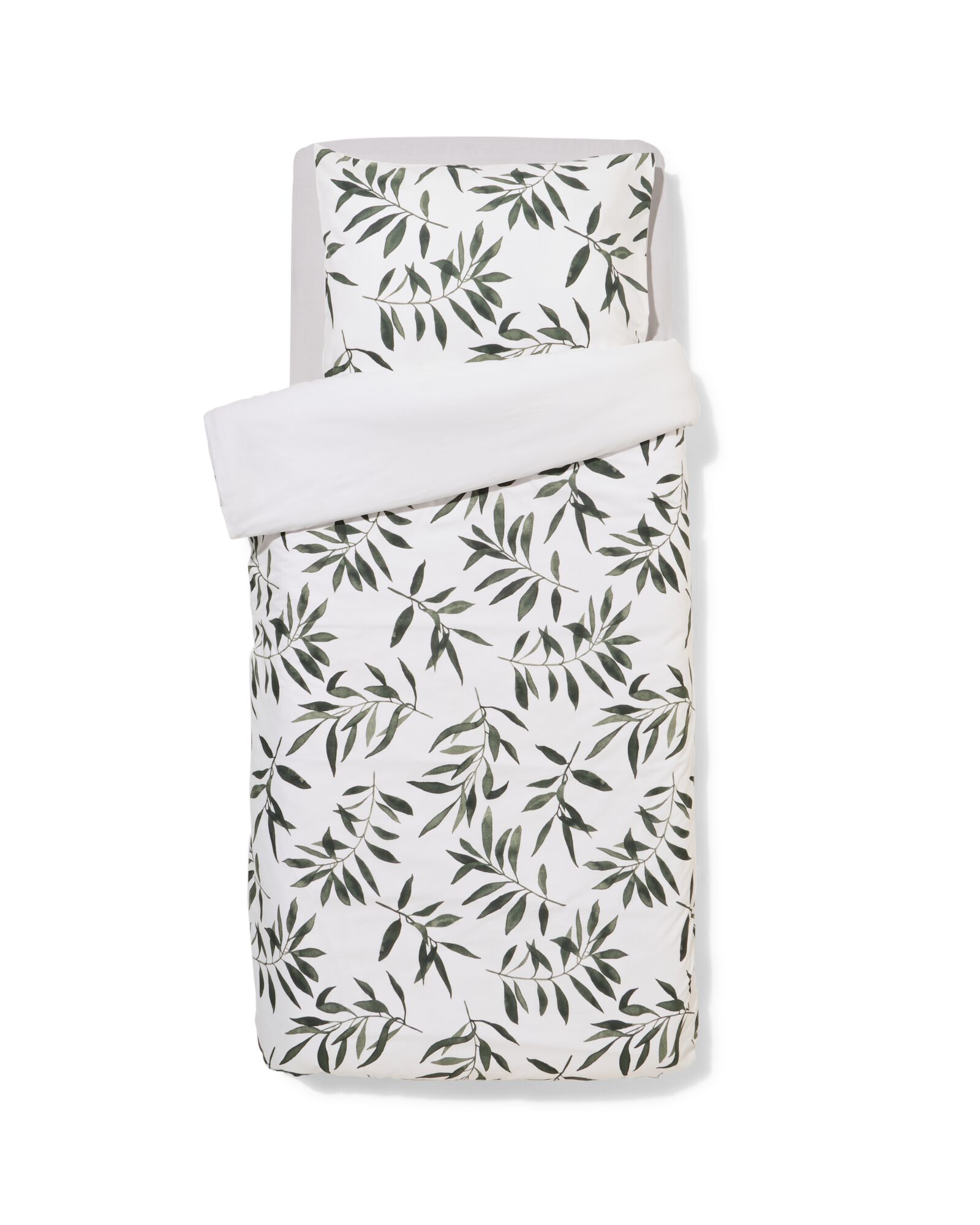 housse de couette en coton doux 140x200/220 branche d&rsquo;olivier vert - 5790246 - HEMA