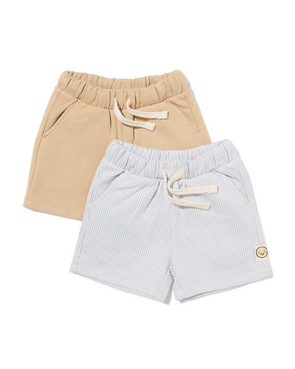 babyshorts comfort fit sweatstof strepen - 2 stuks blauw blauw - 33188170BLUE - HEMA