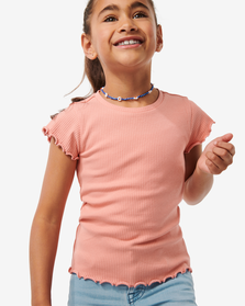 t-shirt enfant avec côtes rose rose - 1000030013 - HEMA