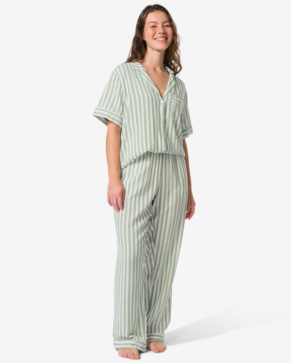 Damen-Pyjamahose aus Seersucker, gestreift gr&uuml;n gr&uuml;n - 23401760GREEN - HEMA