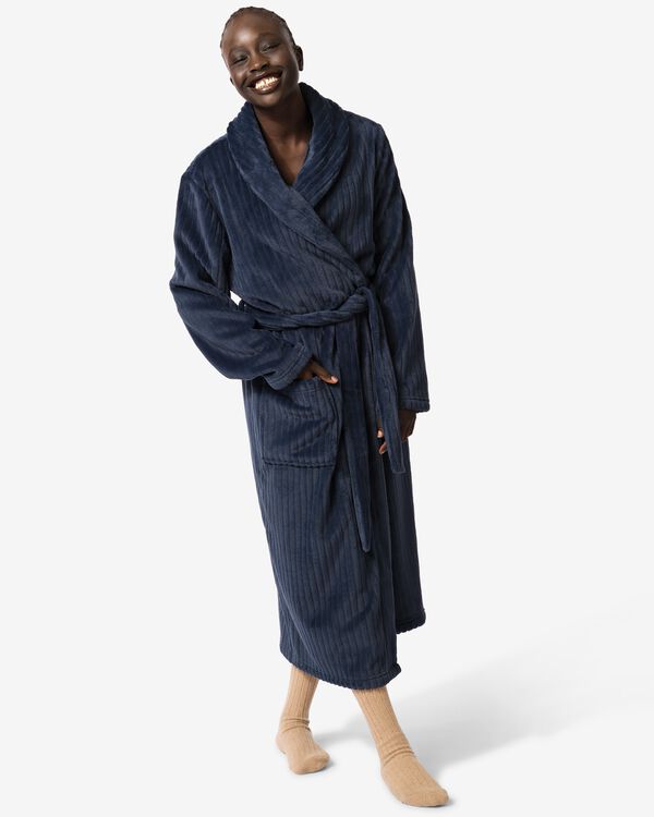peignoir en molleton c&ocirc;tel&eacute; bleu fonc&eacute; bleu fonc&eacute; - 23450050DARKBLUE - HEMA