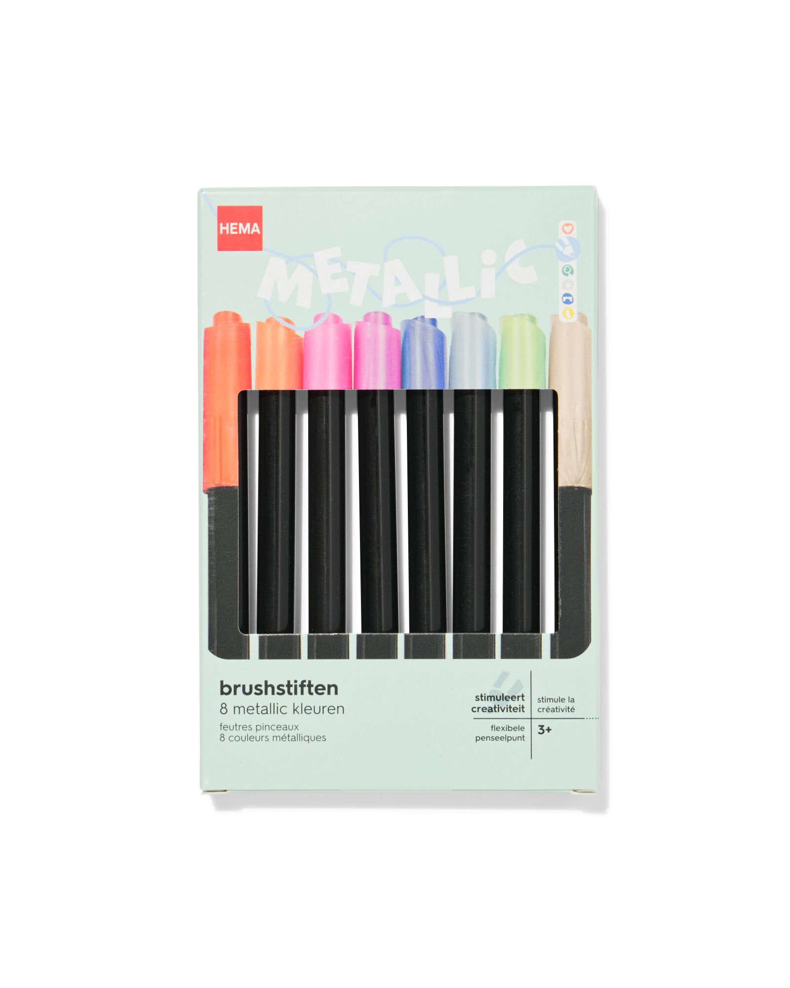stylos pinceaux m&eacute;talliques - 8 pi&egrave;ces - 15900181 - HEMA