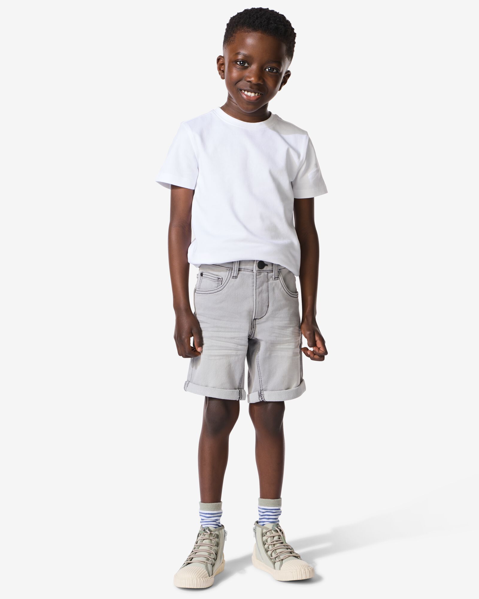 kindershort jogdenim grijs grijs - 1000023202 - HEMA