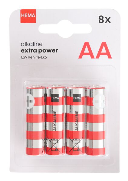 8er-Pack AA-Batterien, Alkaline, Extra Power - 41290253 - HEMA