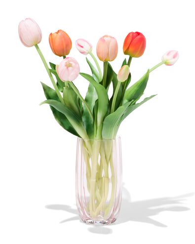 vaas ⌀8x15.5cm glas roze - 60800192 - HEMA