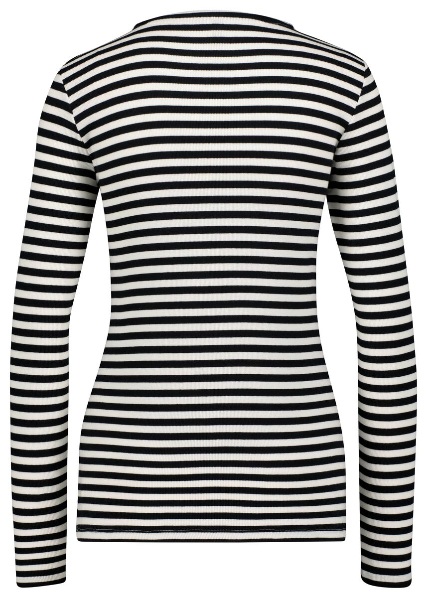 Damen-Shirt Clara, gerippt schwarz/weiß - 1000028448 - HEMA