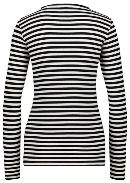 Damen-Shirt Clara, gerippt schwarz/weiß - 1000028448 - HEMA