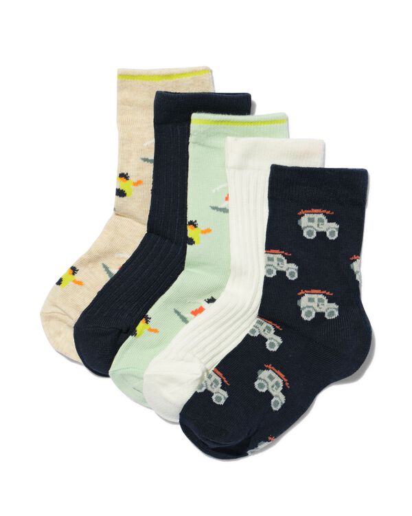 5 paires de chaussettes enfant avec du coton - surf gris chiné gris chiné - 4320150GREYMELANGE - HEMA