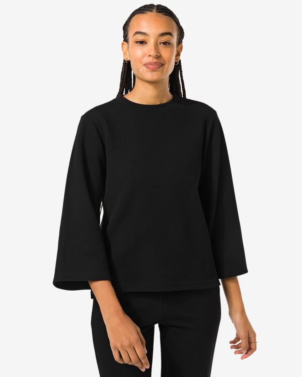 Damen-Shirt Kacey, Struktur schwarz schwarz - 36298050BLACK - HEMA
