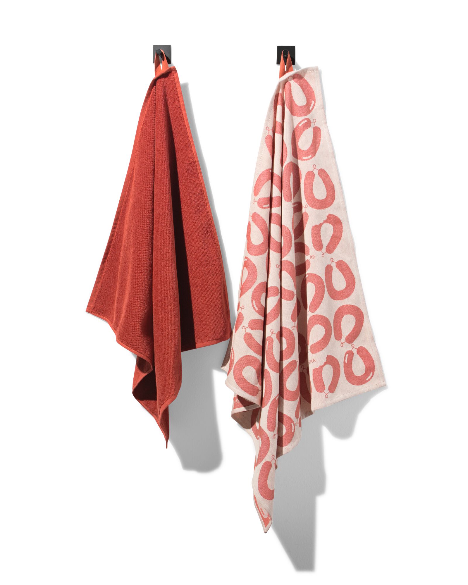 lot de torchons et d'essuie-mains saucisse fum&eacute;e - 2 pi&egrave;ces - 5400175 - HEMA