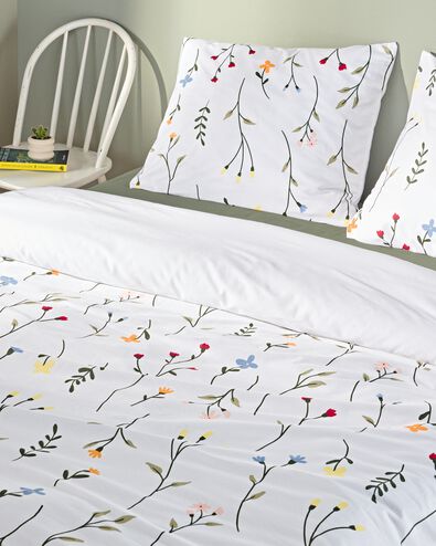 housse de couette en coton doux 200x200/220 fleurs blanc - 5790204 - HEMA