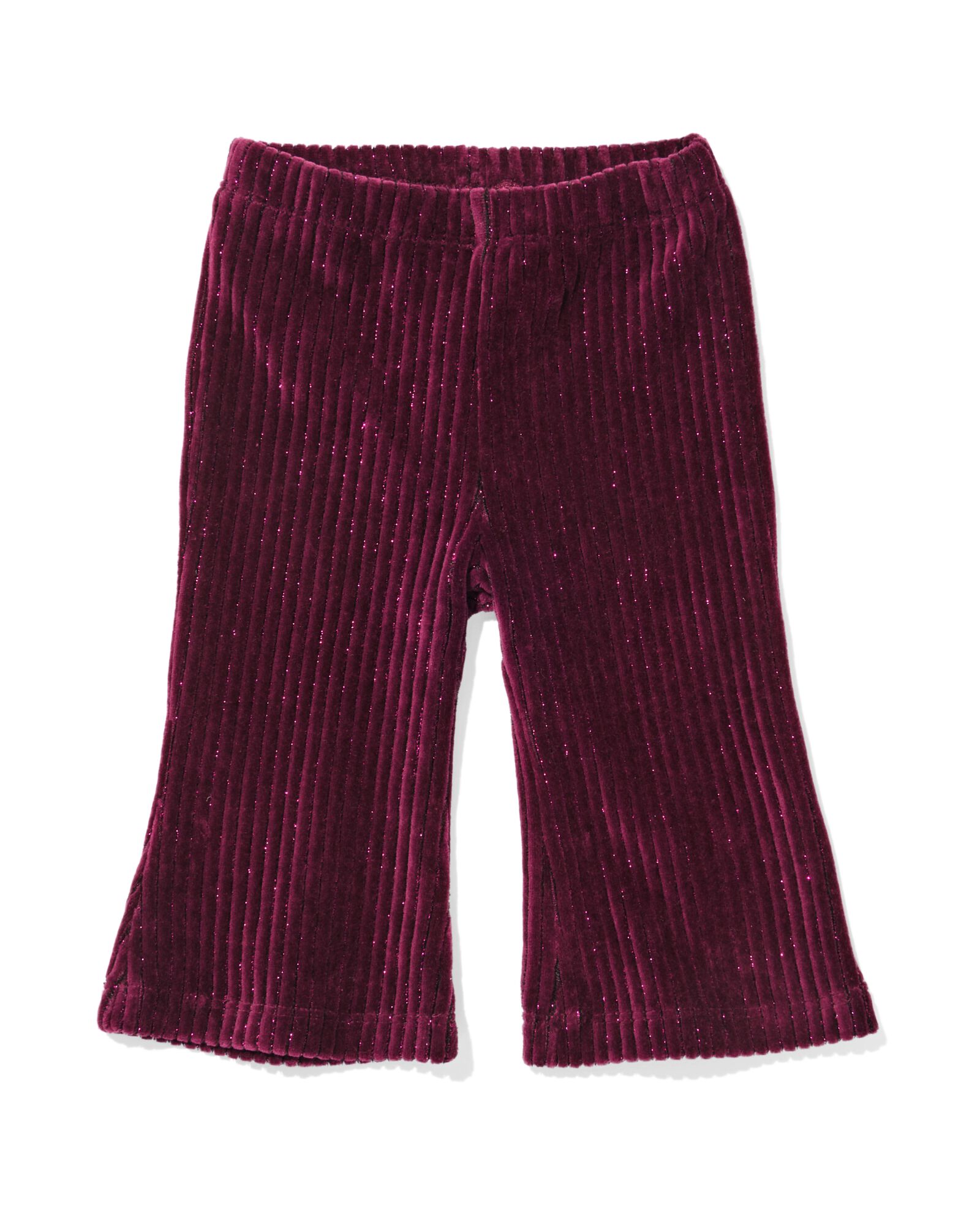 kinderlegging flared fit rib glitter donkerrood - 33076970DARKRED - HEMA