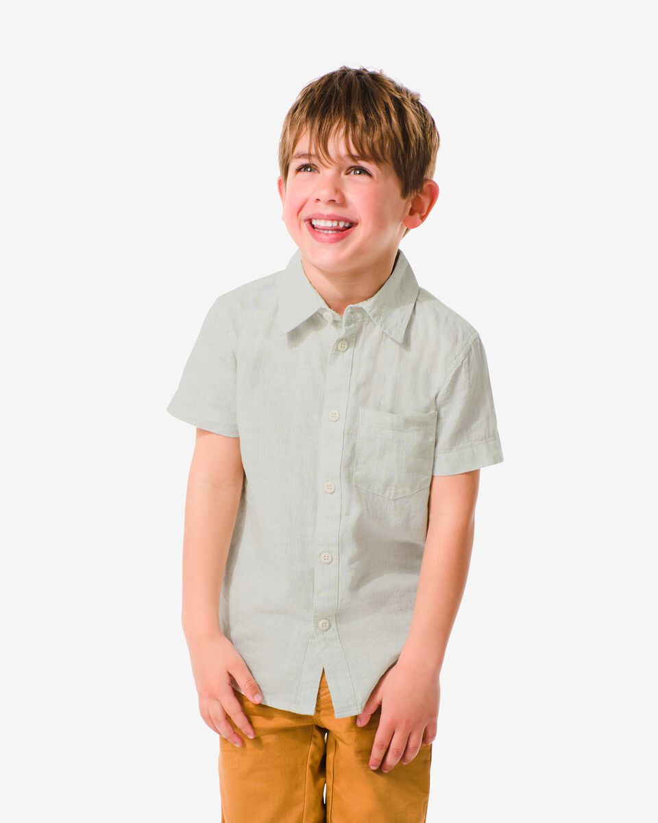 Vet kwaad potlood kinder overhemd met linnen lichtgroen - HEMA