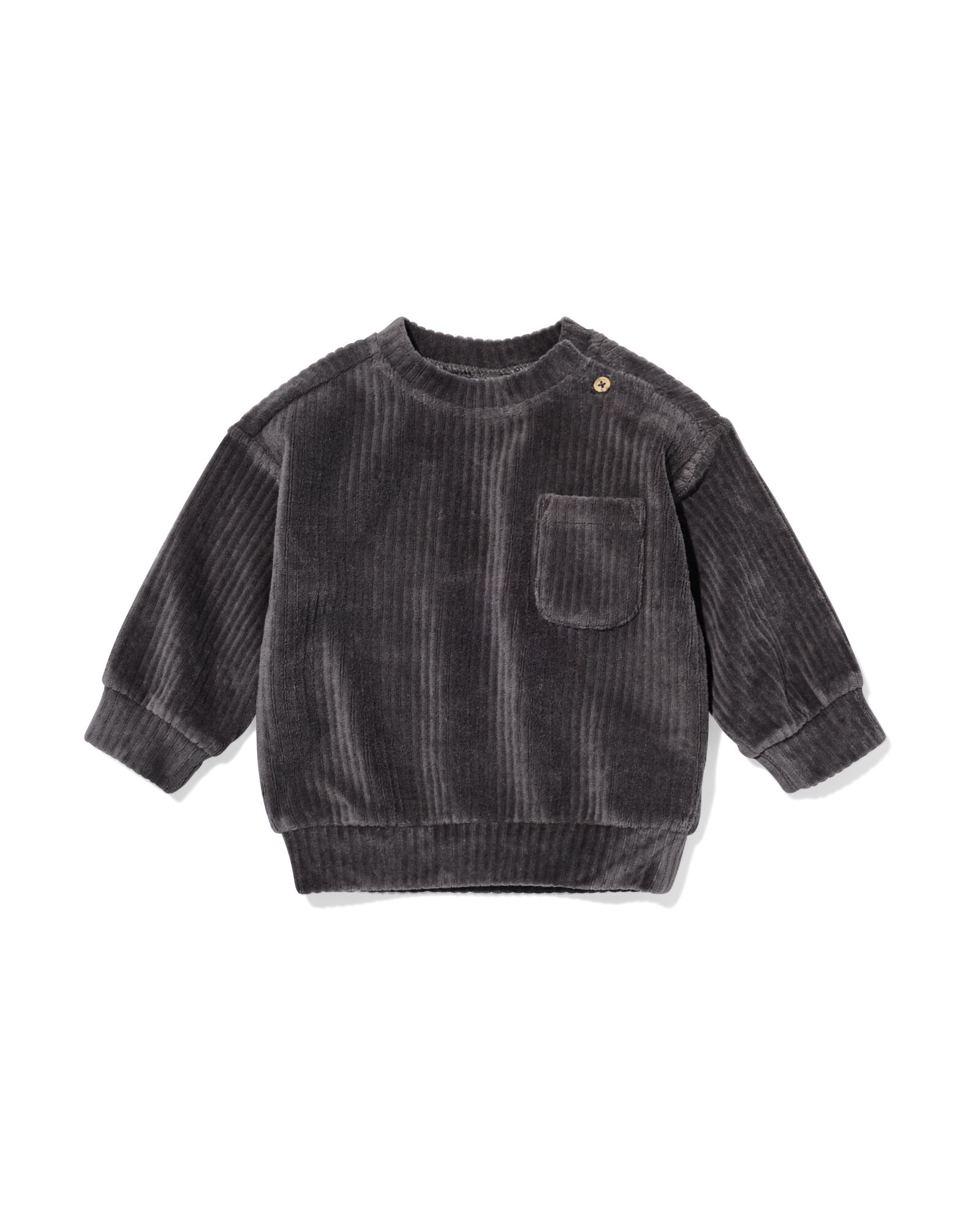 babysweater velours rib  grijs grijs - 33169870GREY - HEMA