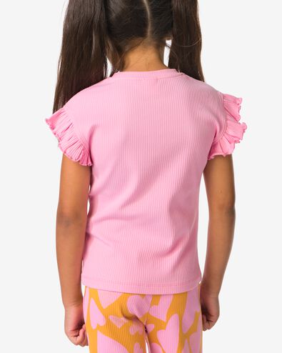 Kinder-T-Shirts gerippt mit Blumen &ndash; 2 St&uuml;ck rosa rosa - 30842217PINK - HEMA
