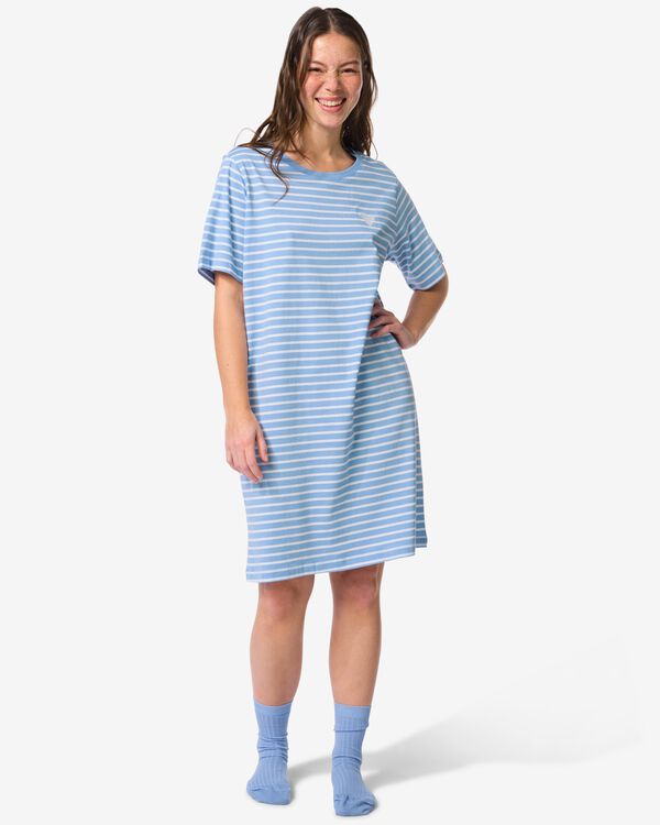 chemise de nuit femme jersey rayures bleu bleu - 23401205BLUE - HEMA