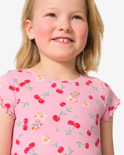 Kinder-T-Shirt gerippt mit Kirschen rosa - 30857117PINK - HEMA