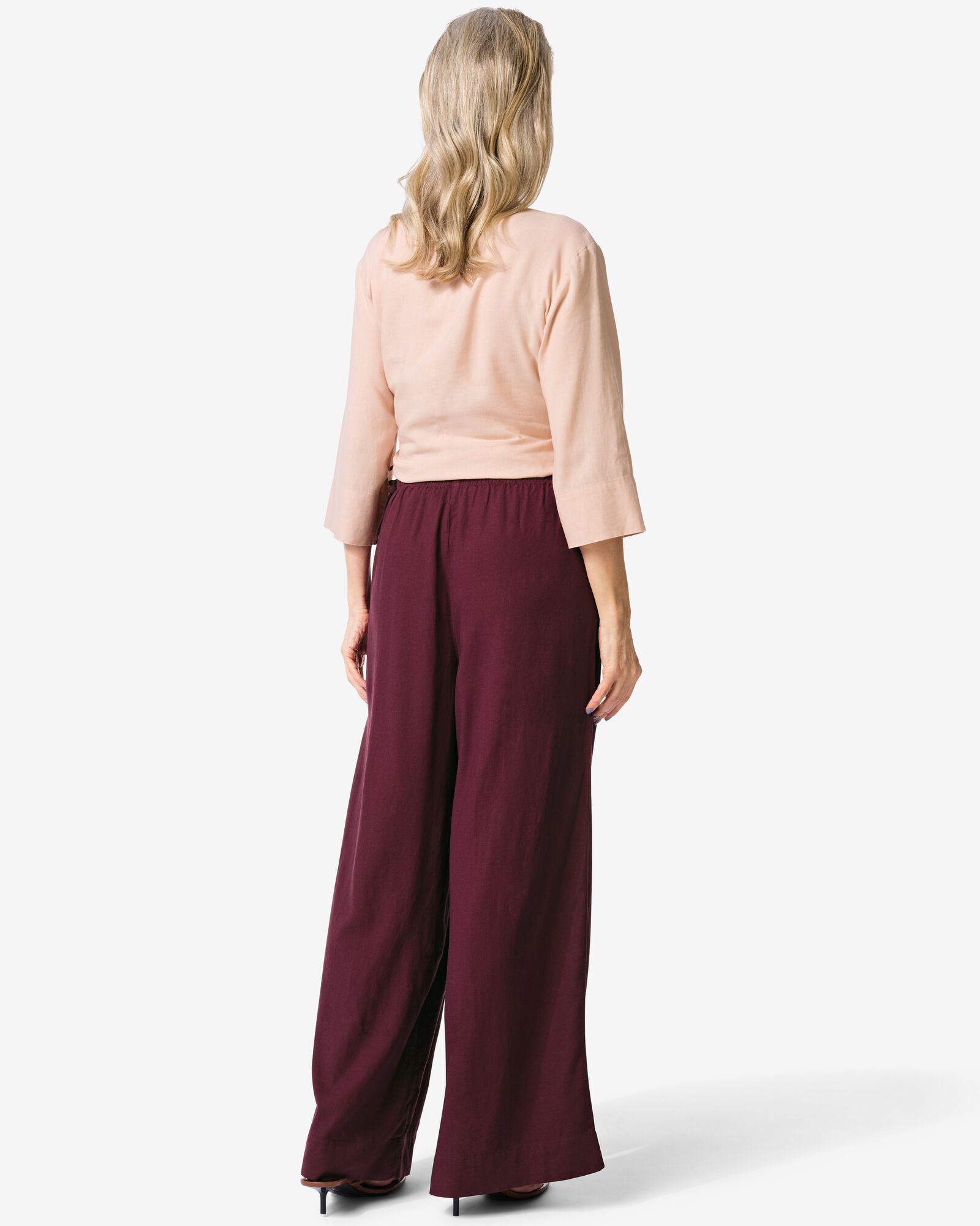 pantalon femme Dawn coupe large bordeaux bordeaux - 36211460BURGUNDYRED - HEMA