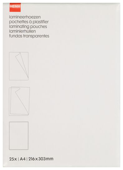 lamineerhoezen 80 micron 21.6x30.3 - 25 stuks - 38370010 - HEMA