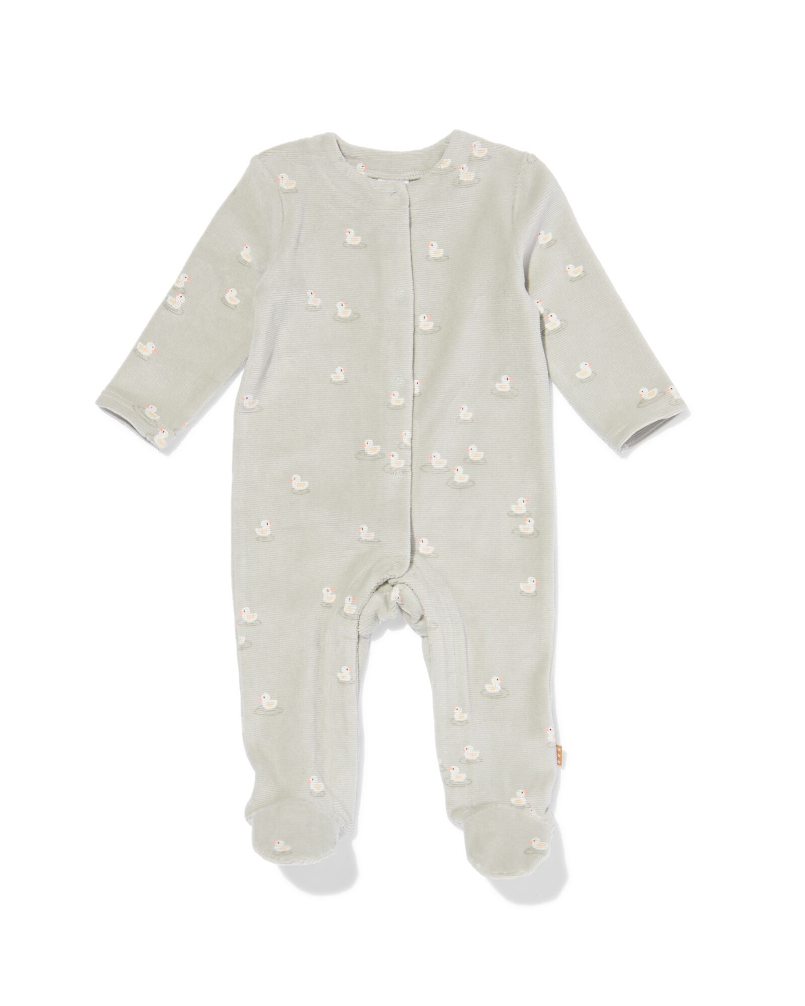 newborn boxpakje velours rib eenden lichtgroen 68 - 33443424 - HEMA
