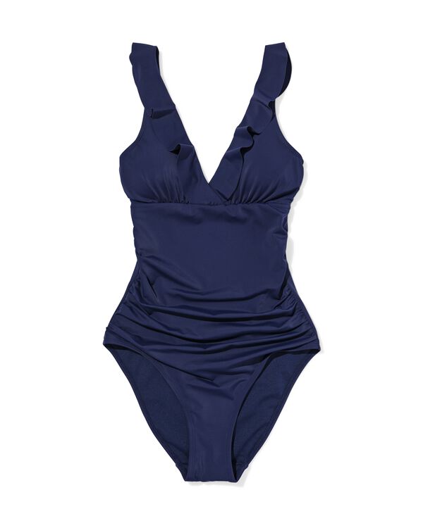 Damen-Badeanzug Neva, figurfreundliche Passform, ger&uuml;scht dunkelblau dunkelblau - 22360420DARKBLUE - HEMA