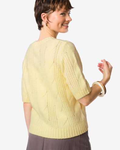 damesvest Foxi fijngebreid kabel geel geel - 36207340YELLOW - HEMA